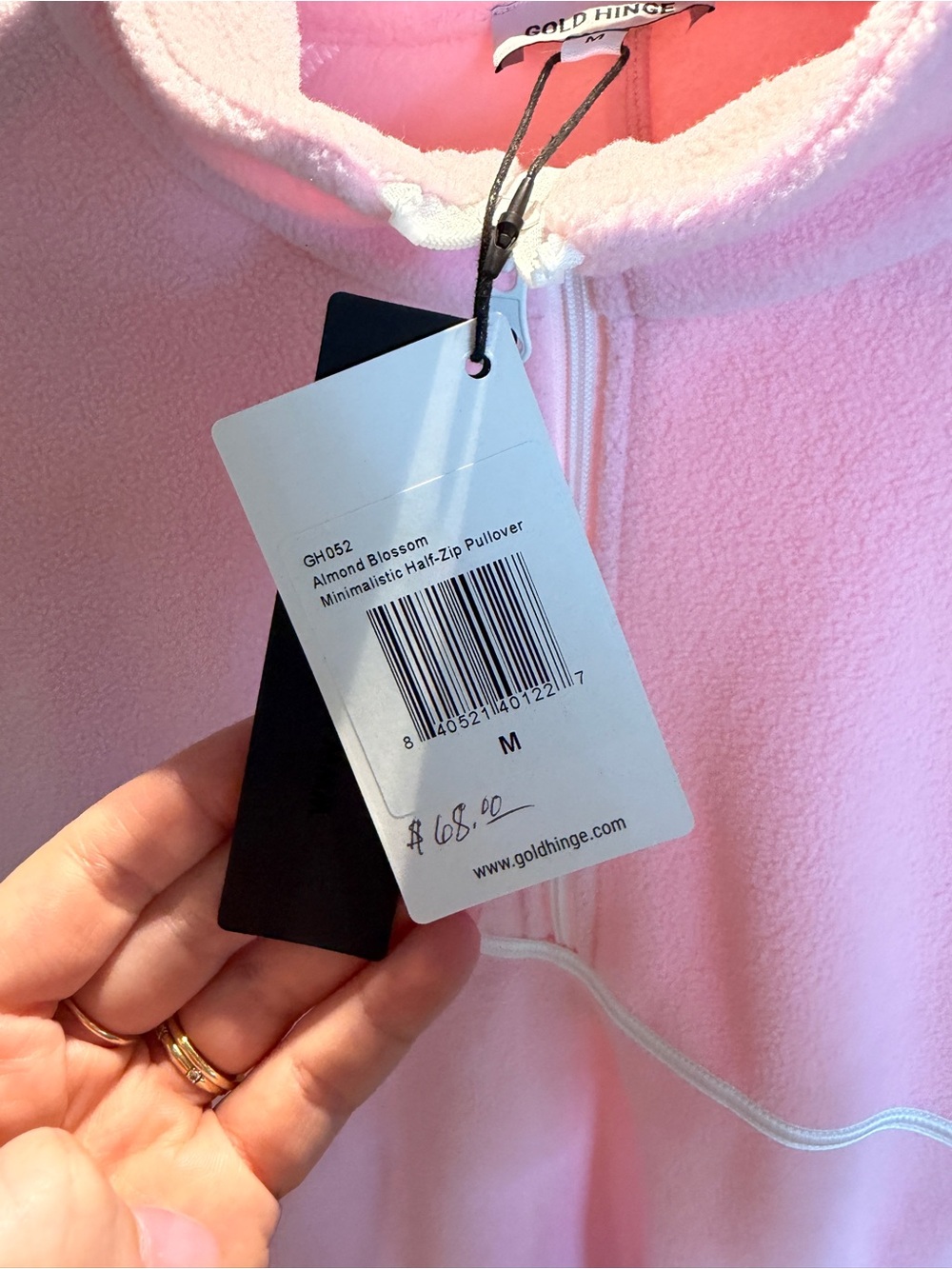 GOLD HINGE | Almond Blossom Minimalistic Half-Zip Pullover - Picture 6 of 7